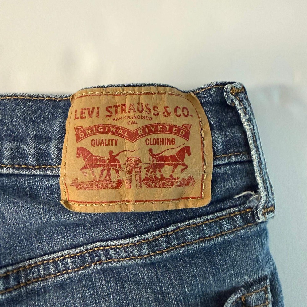 Levis Wedgie Skinny Jeans Womens 29 High Rise Button Fly Raw Hem Medium Wash